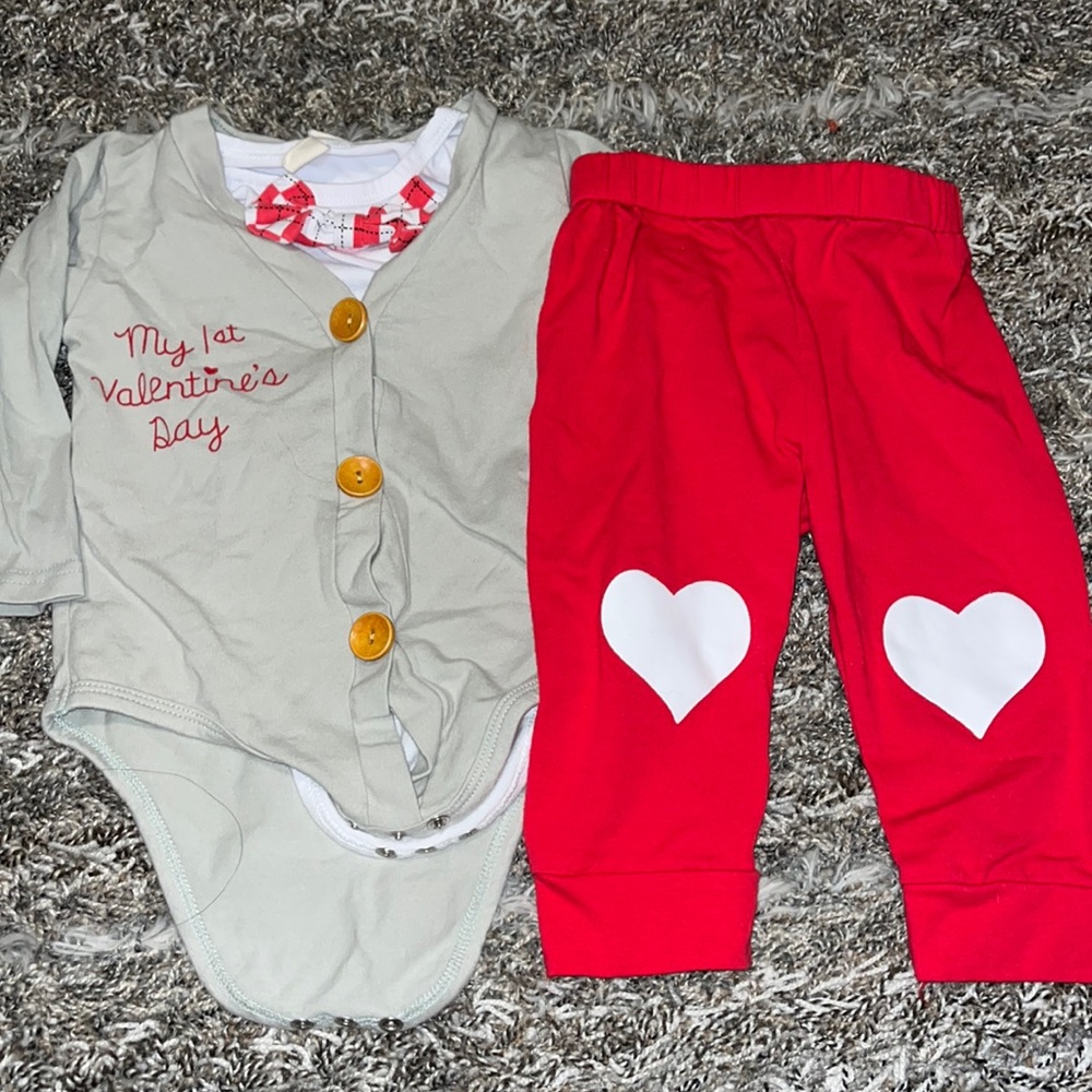 Baby boys 1st valentine 3 piece outfit